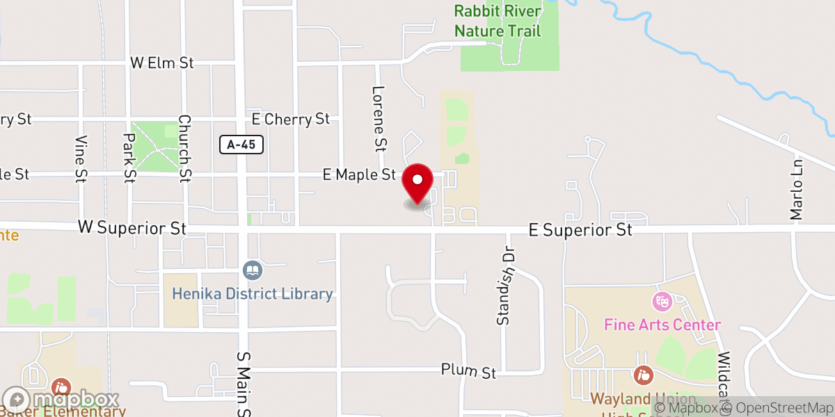 Map showing location of United Church of Wayland