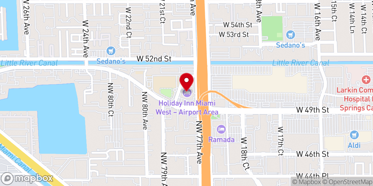 Map showing location of Iglesia Bautista Reformada de Miami
