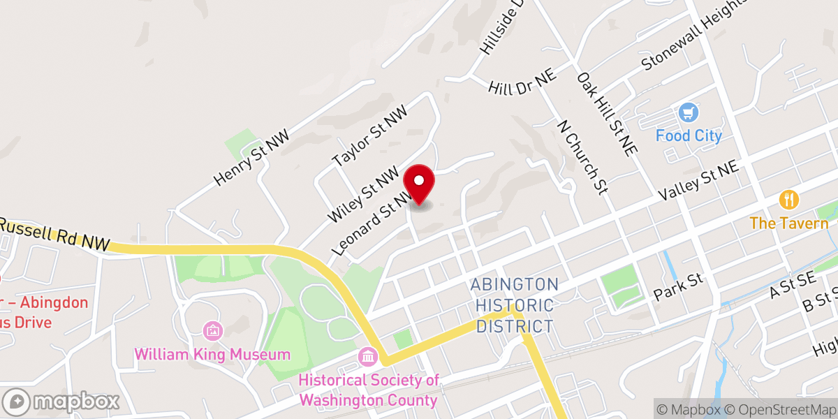Map showing location of Valley Street Baptist Church