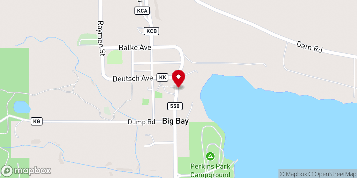 Map showing location of Saint Mary's Catholic Church, Big Bay
