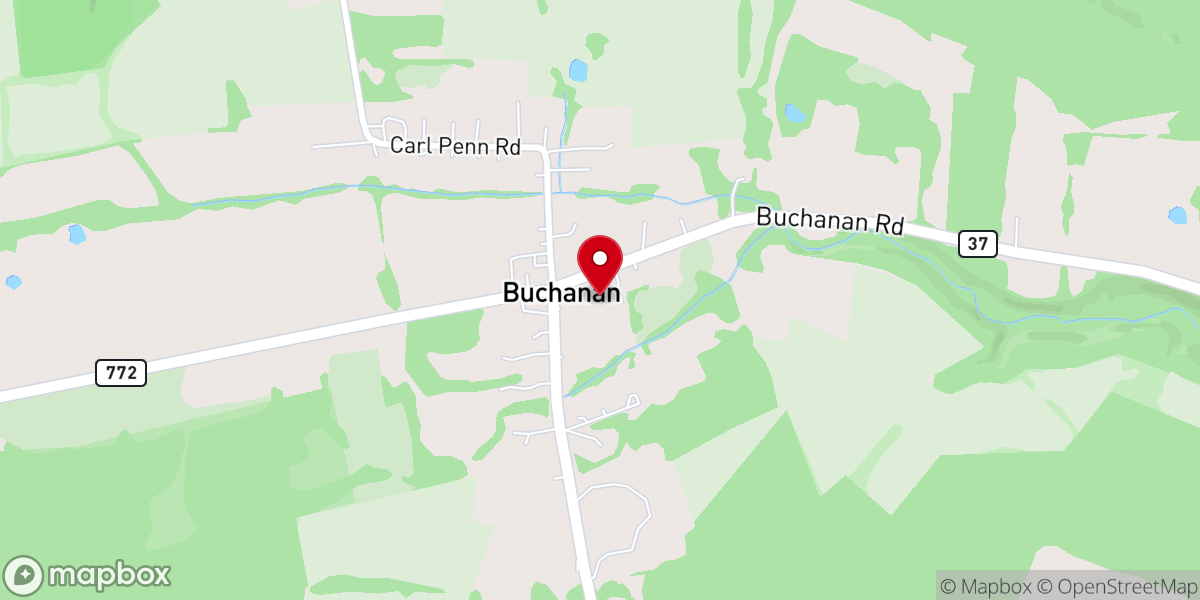 Map showing location of Buchanan Christian Union Church