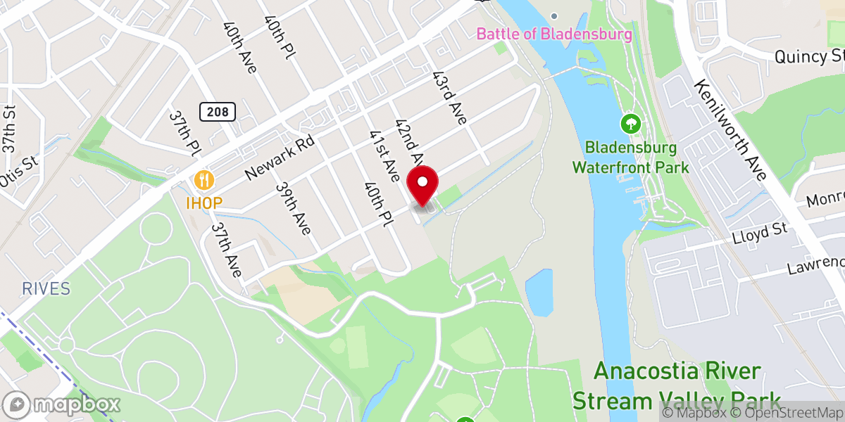 Map showing location of American Legion Colmar Manor Post 131