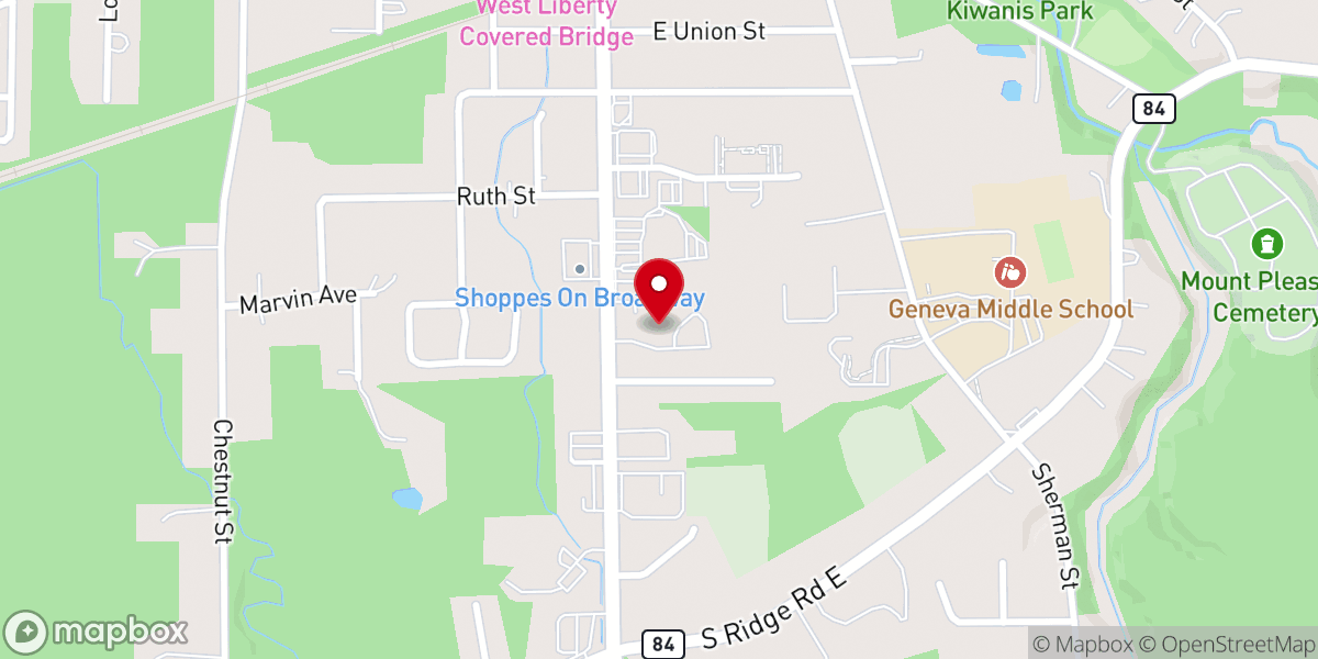 Map showing location of St. John's Lutheran Church