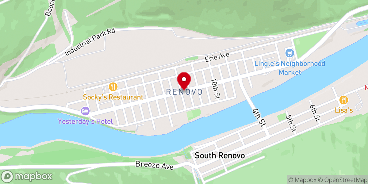 Map showing location of Hyner United Methodist Church