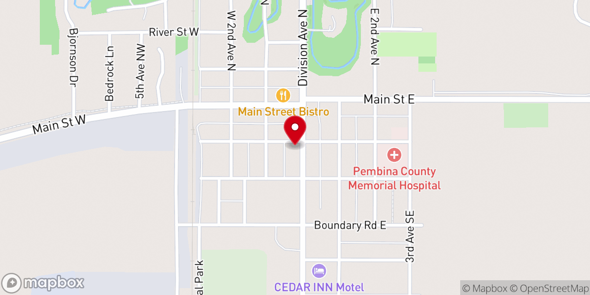 Map showing location of Cavalier Baptist Church