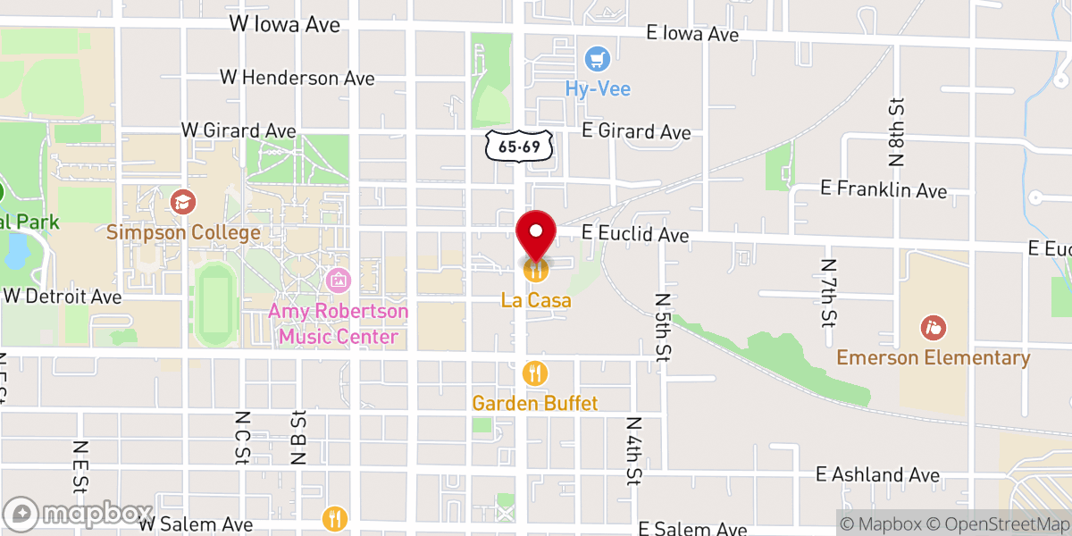 Map showing location of LaCasa Street Tacos and Margaritas