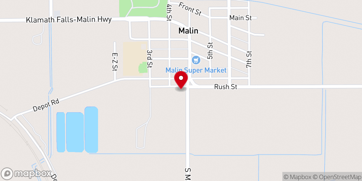 Map showing location of Malin Baptist Church