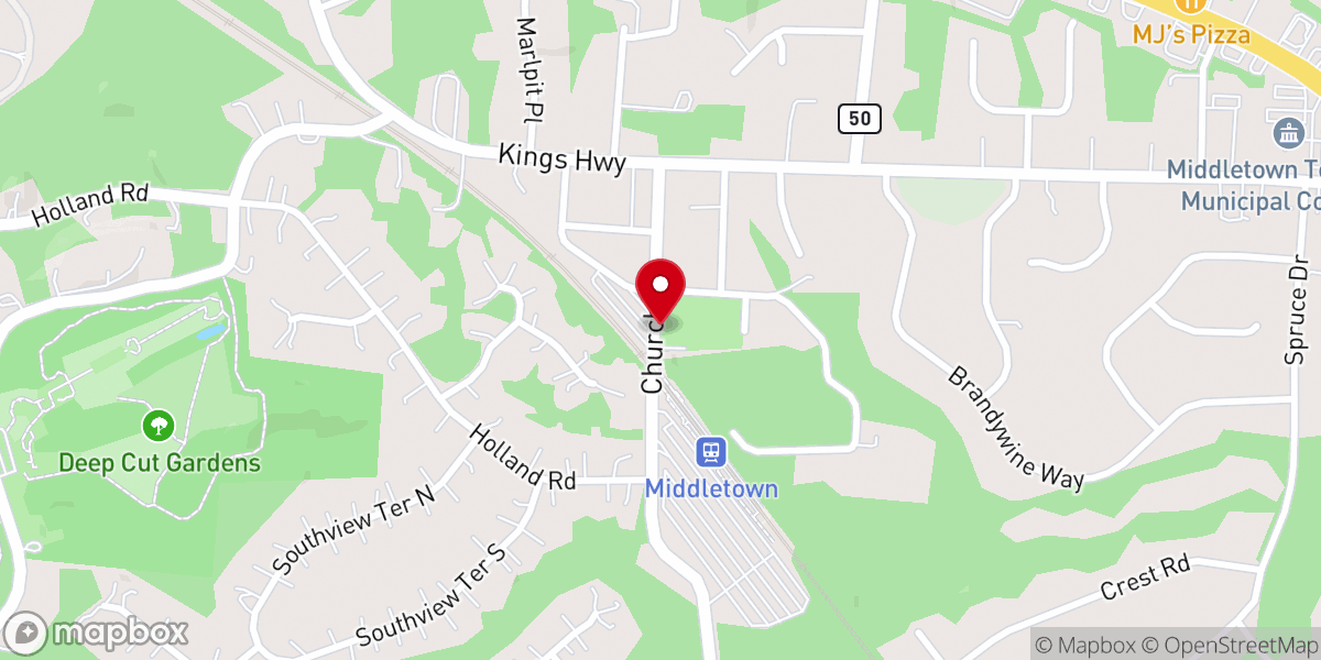 Map showing location of Middletown Arts Center