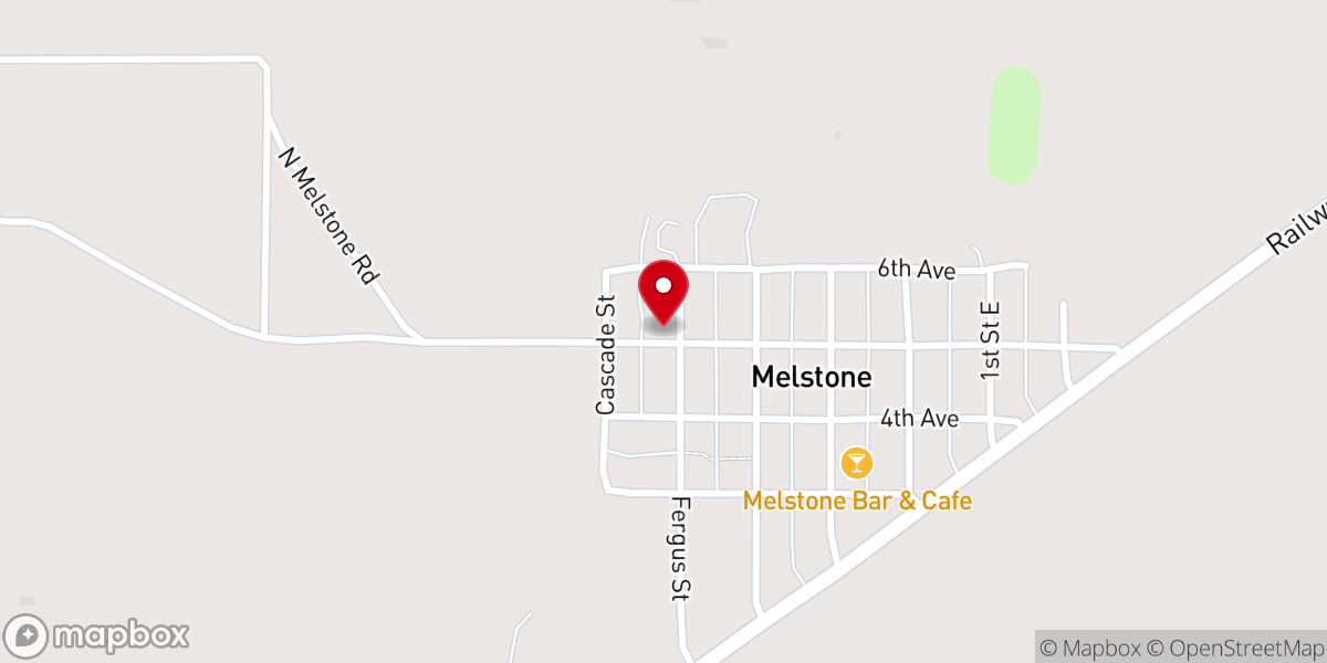 Map showing location of Melstone City Hall