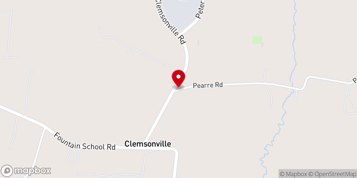Map showing location of Sams Creek Church