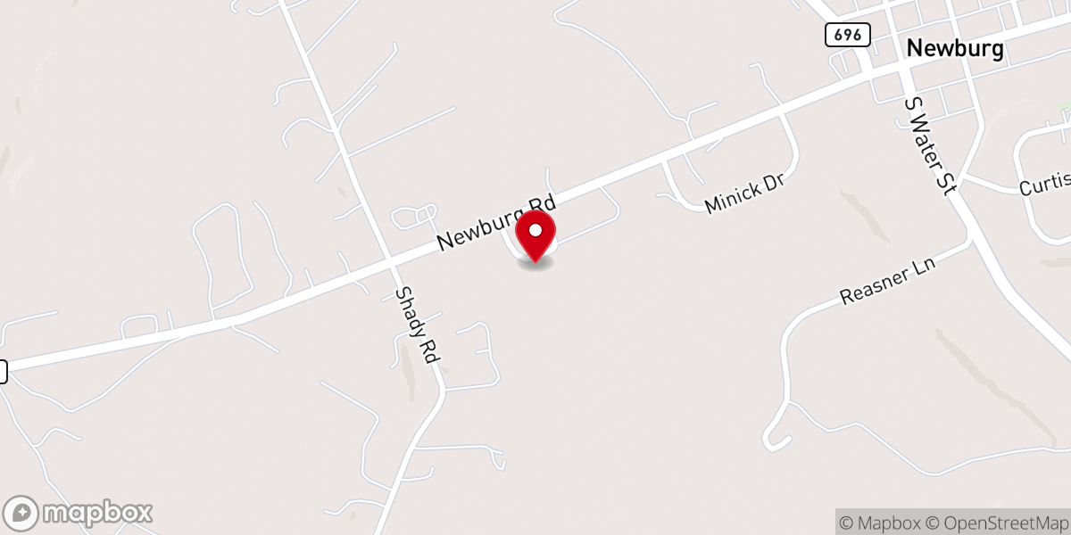 Map showing location of Newburg First Church of God