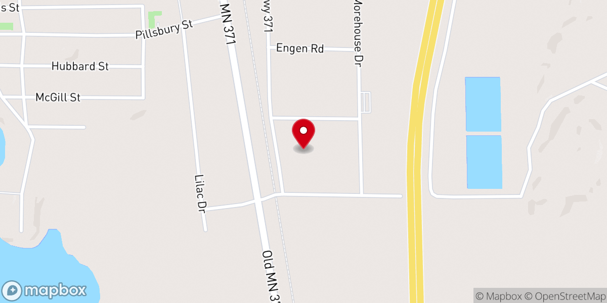 Map showing location of Pequot Lakes Baptist Church