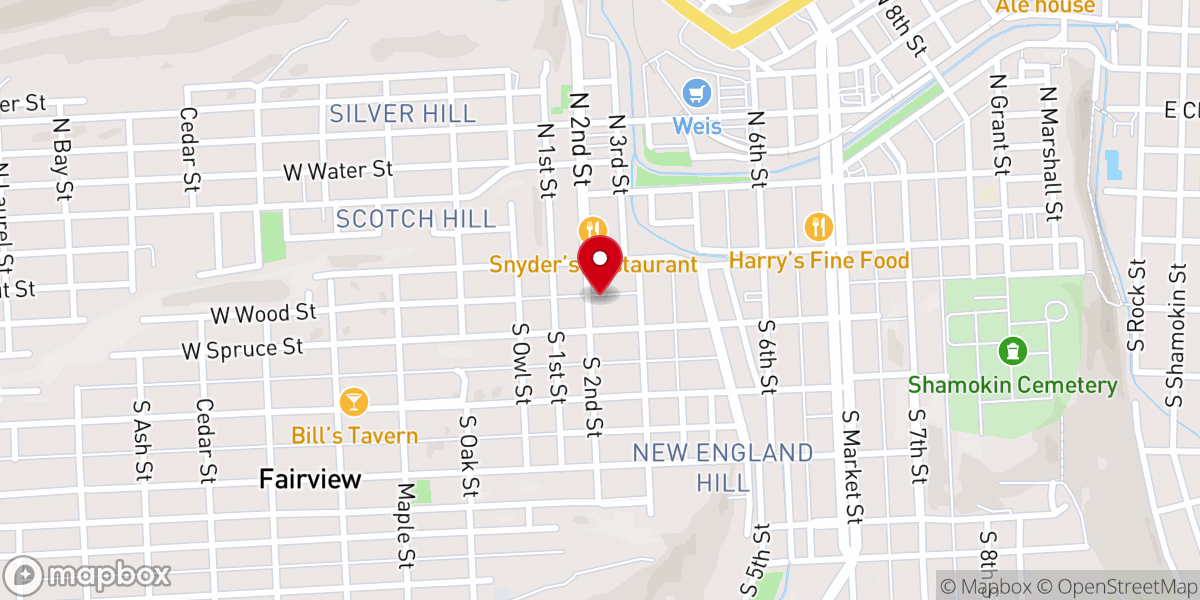 Map showing location of Calvary Bible Fellowship Church