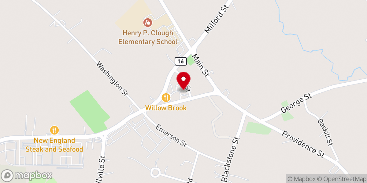 Map showing location of Unitarian Congregation of Mendon & Uxbridge