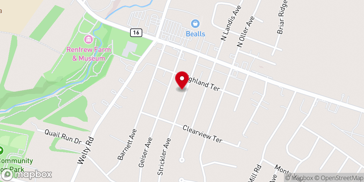 Map showing location of Wayne Heights Brethren Church