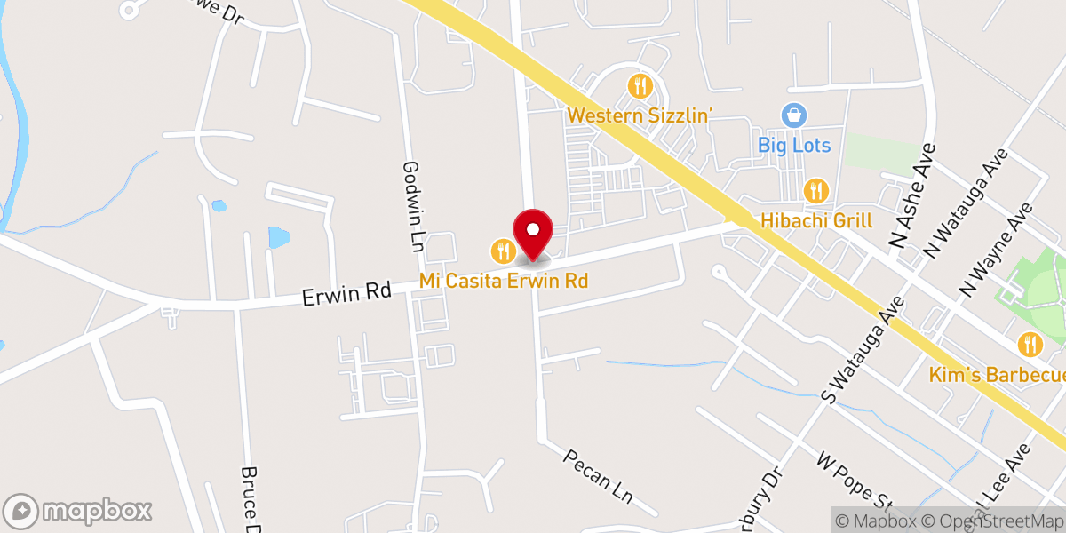 Map showing location of Erwin Memorial Church