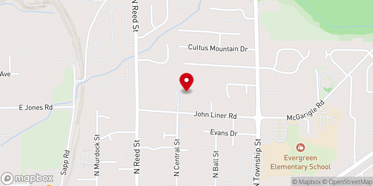 Map showing location of Valley Baptist Church