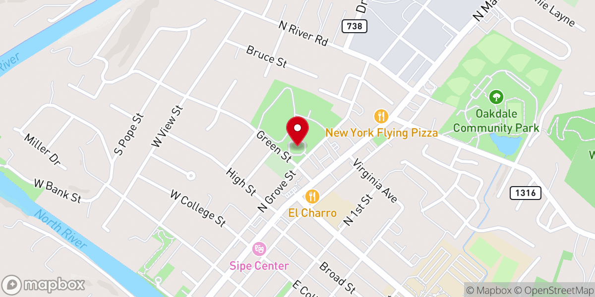 Map showing location of Bridgewater Community Center