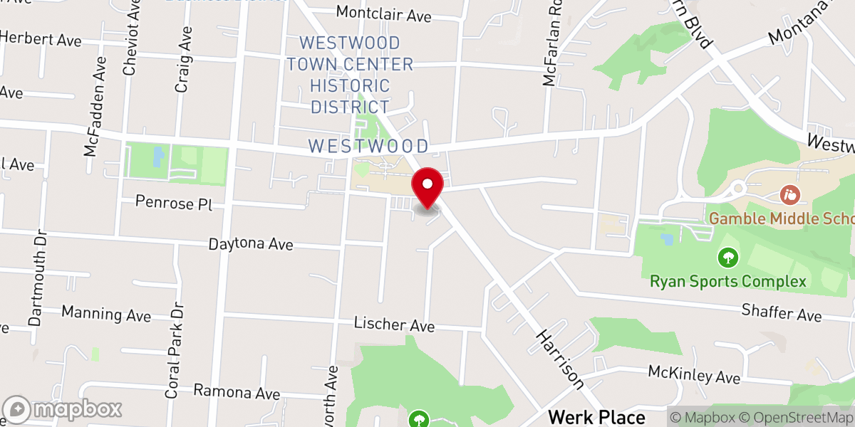 Map showing location of Westwood First Presbyterian Church