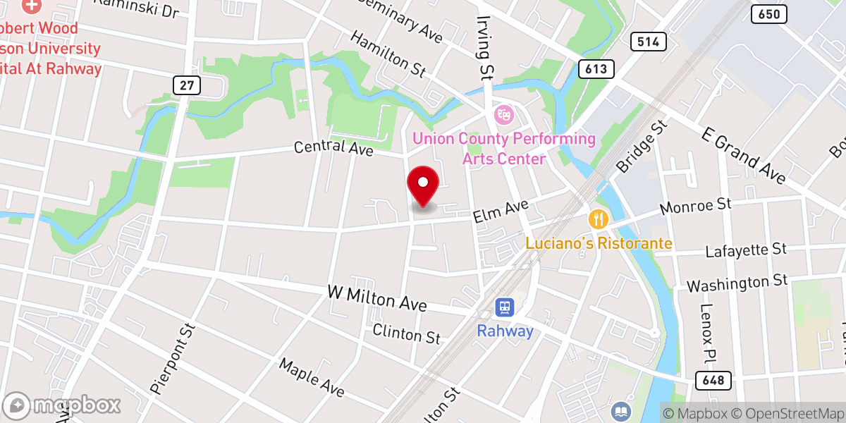Map showing location of First Baptist Church of Rahway