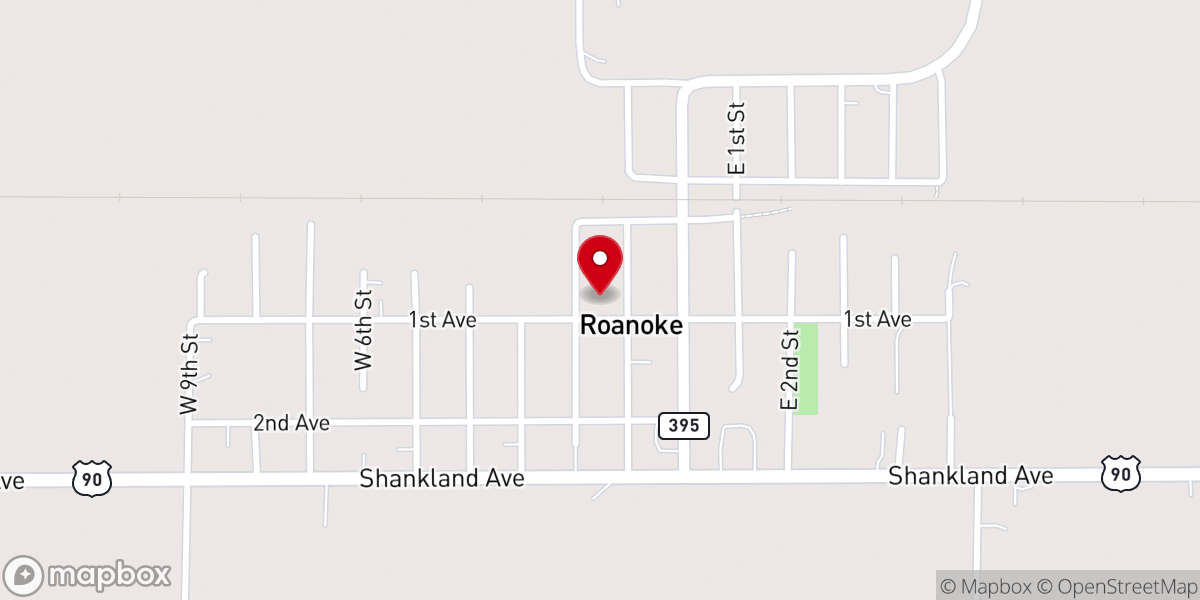 Map showing location of Roanoke Methodist Church