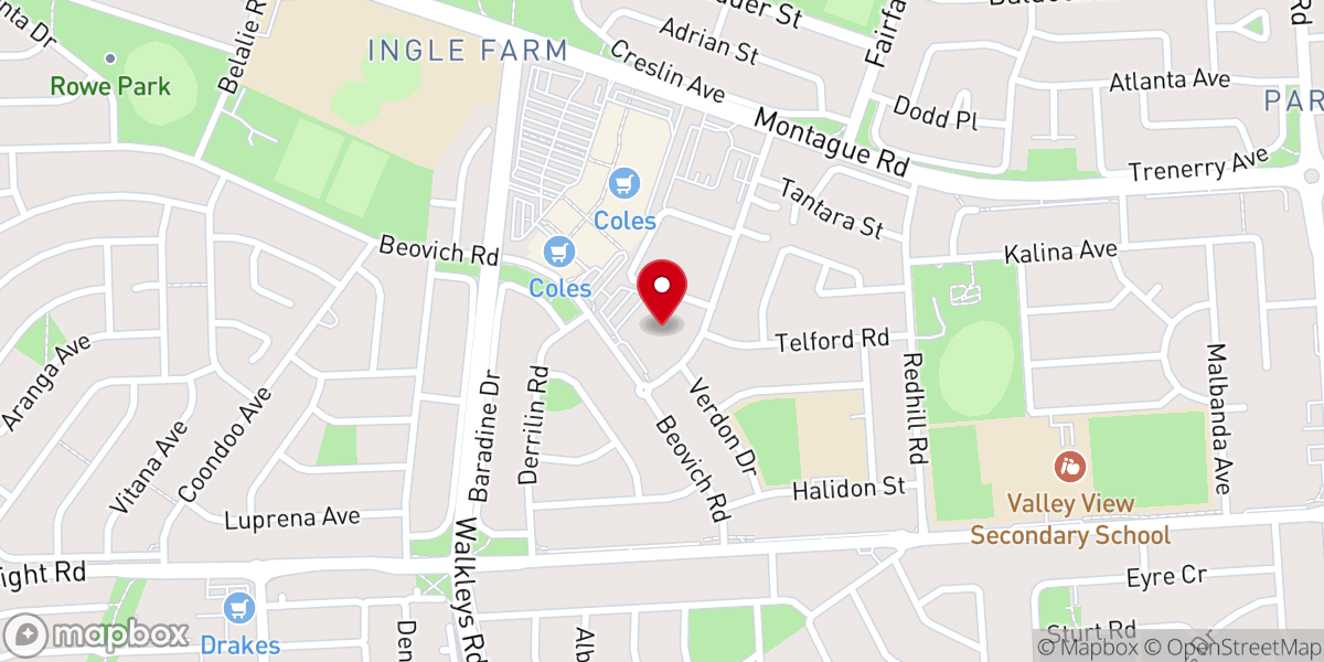 Map showing location of Ingle Farm Baptist Church