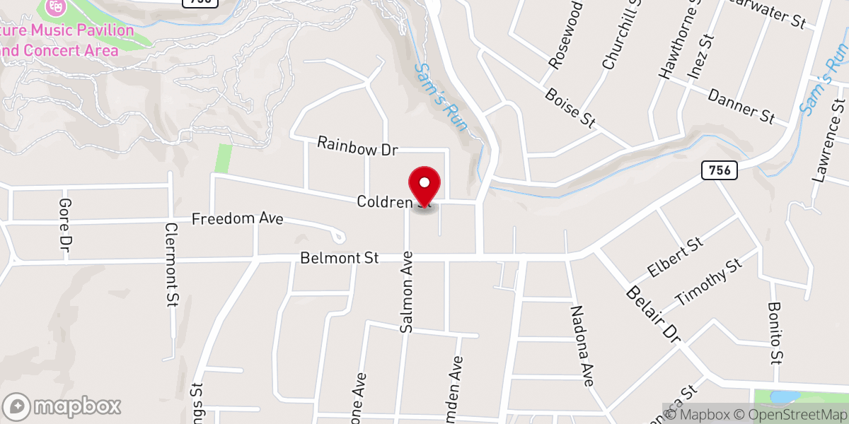 Map showing location of Belmont Community Church