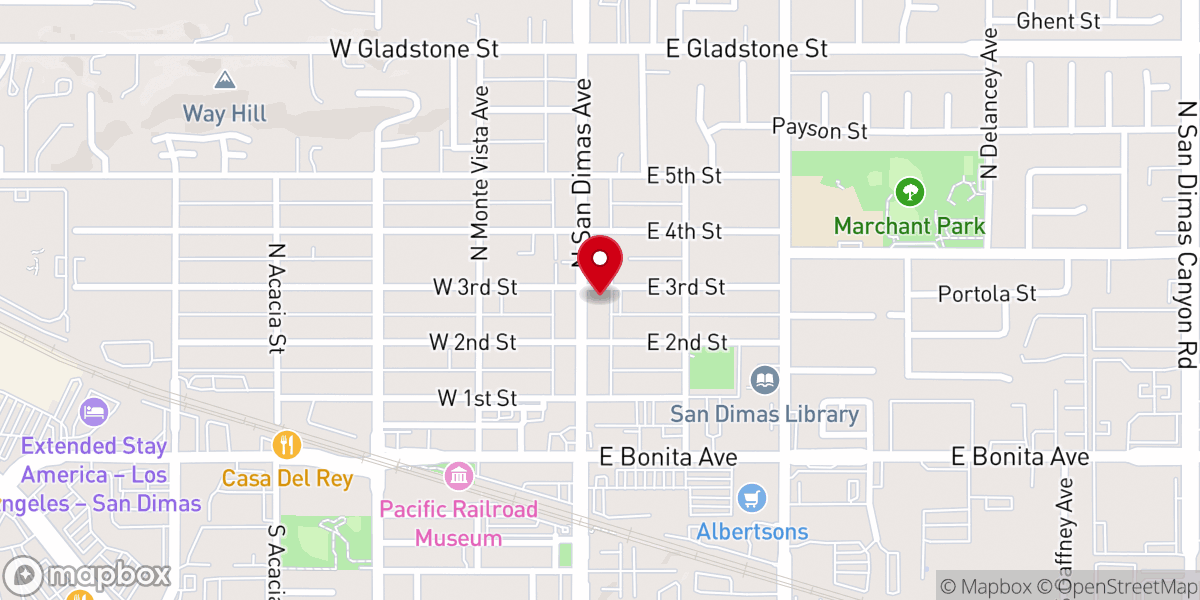 Map showing location of San Dimas Community Church