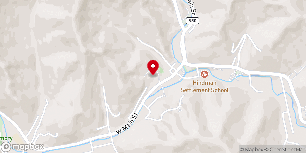 Map showing location of Hindman Baptist Church