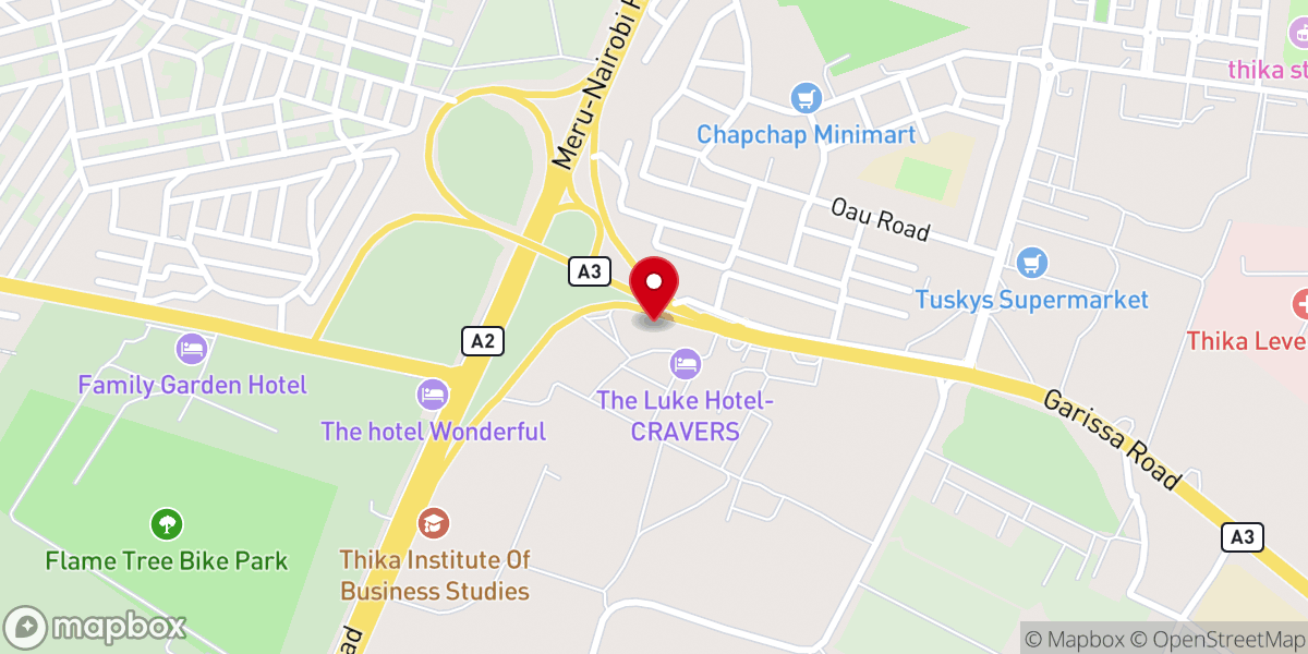Map showing location of PCEA Thika Town Church