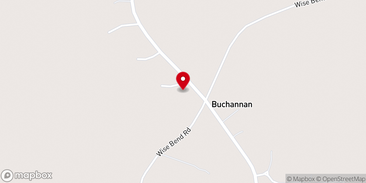 Map showing location of Buchanan Baptist Church