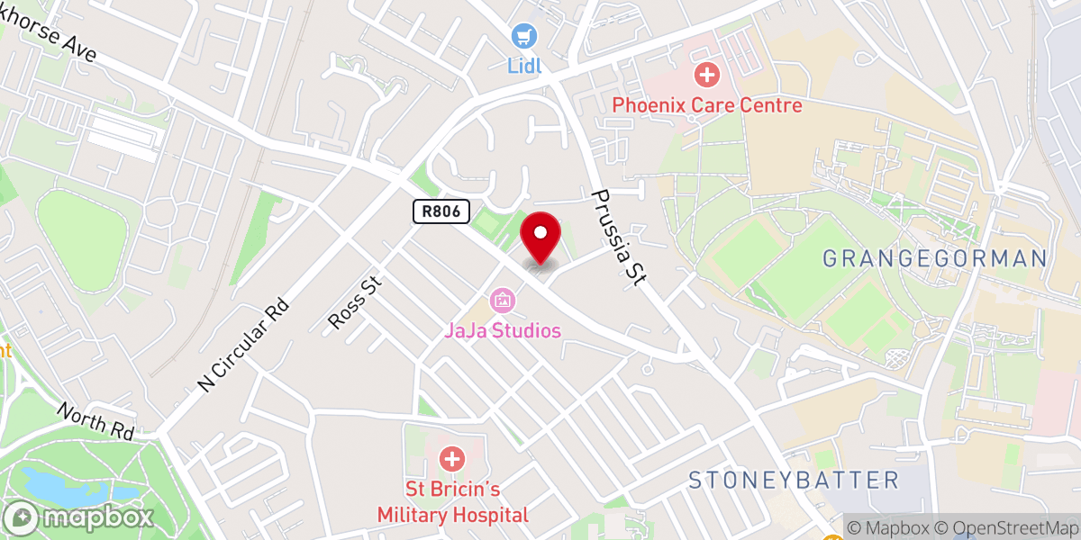 Map showing location of Church of the Holy Family, Aughrim Street
