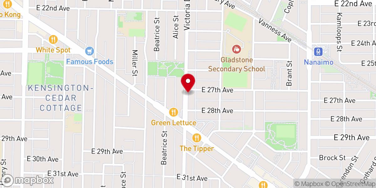 Map showing location of Miracle Life Church Vancouver