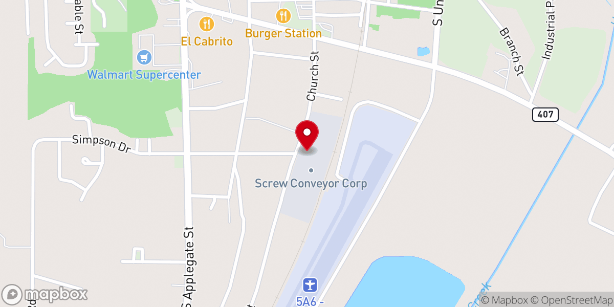 Map showing location of Screw Conveyor Corporation