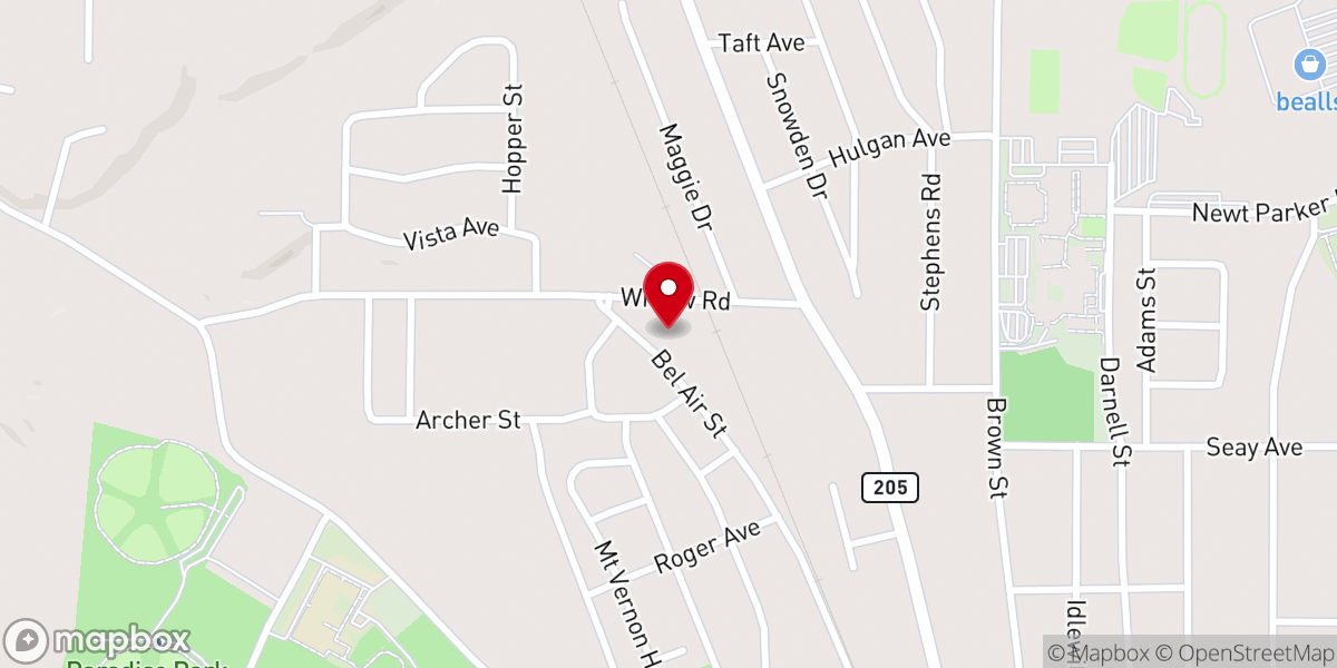 Map showing location of Bel Air Baptist Church