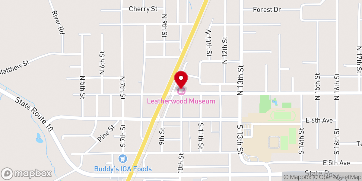 Map showing location of Leatherwood Museums