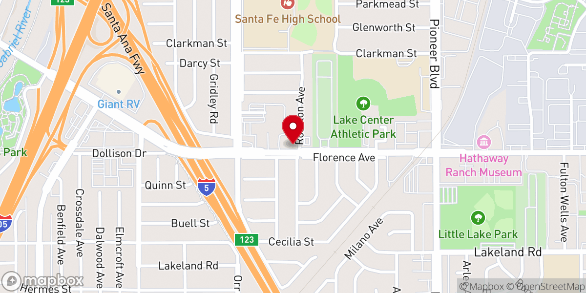 Map showing location of Florence Avenue Foursquare Church
