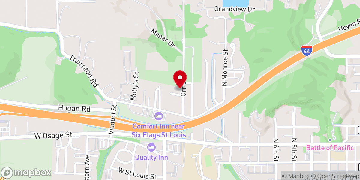Map showing location of Meramec Valley General Baptist Church