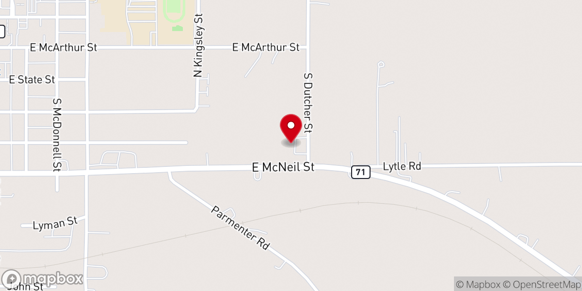 Map showing location of Shiawassee Harvest Church