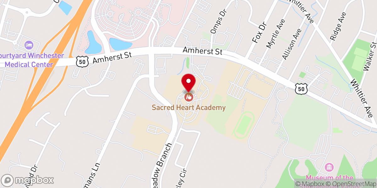 Map showing location of Sacred Heart Academy