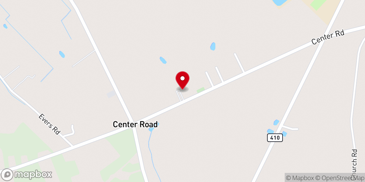 Map showing location of Center Road Church