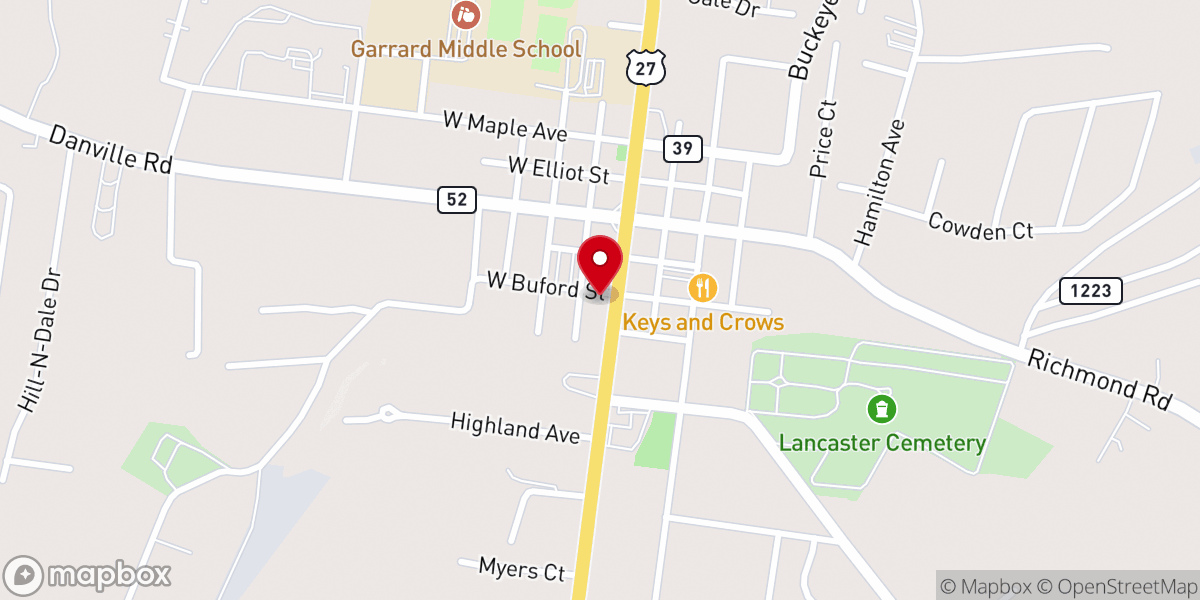 Map showing location of Lancaster Methodist Church