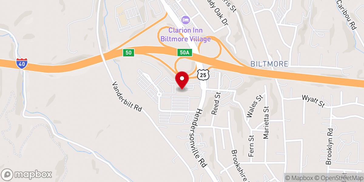 Map showing location of City Church of Asheville