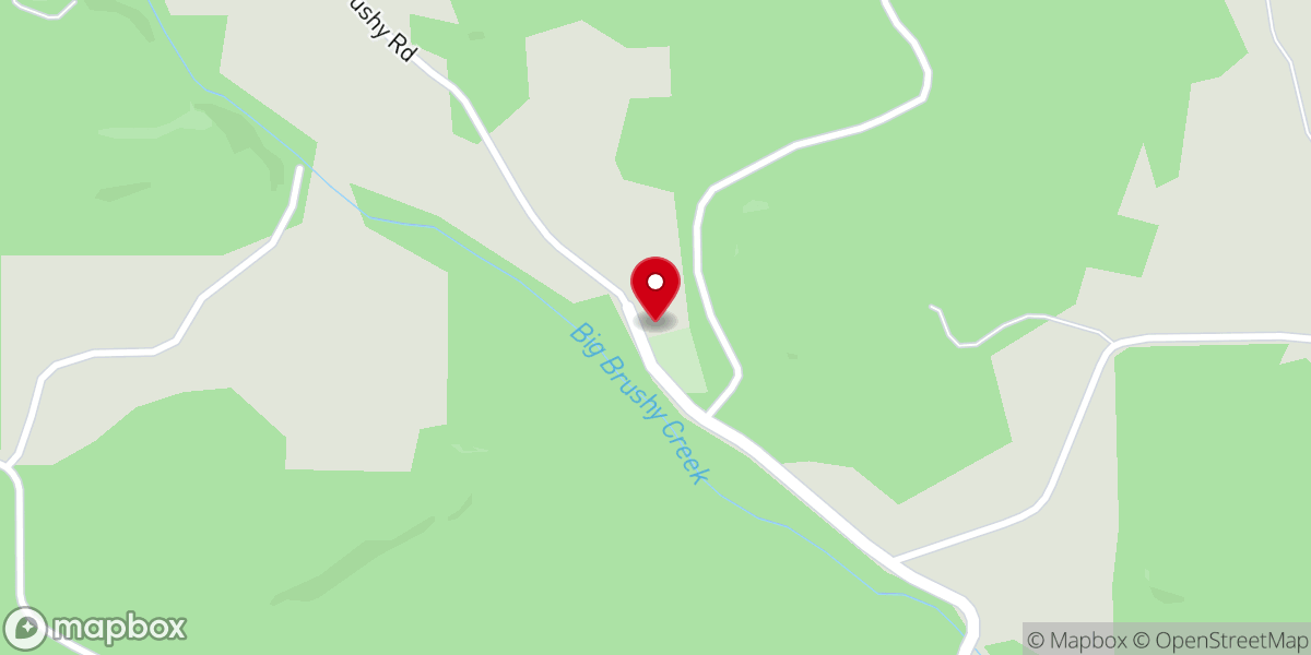 Map showing location of Brushy Baptist Church