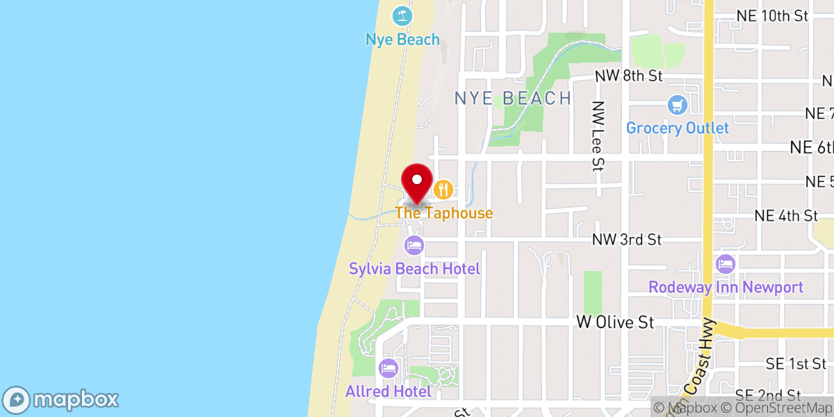 Map showing location of Public Beach Access, Nye Beach, Newport, Oregon