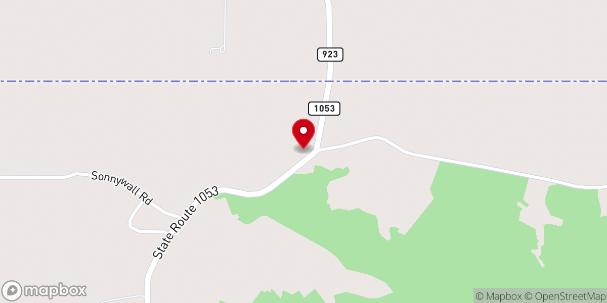 Map showing location of Line Creek Baptist Church