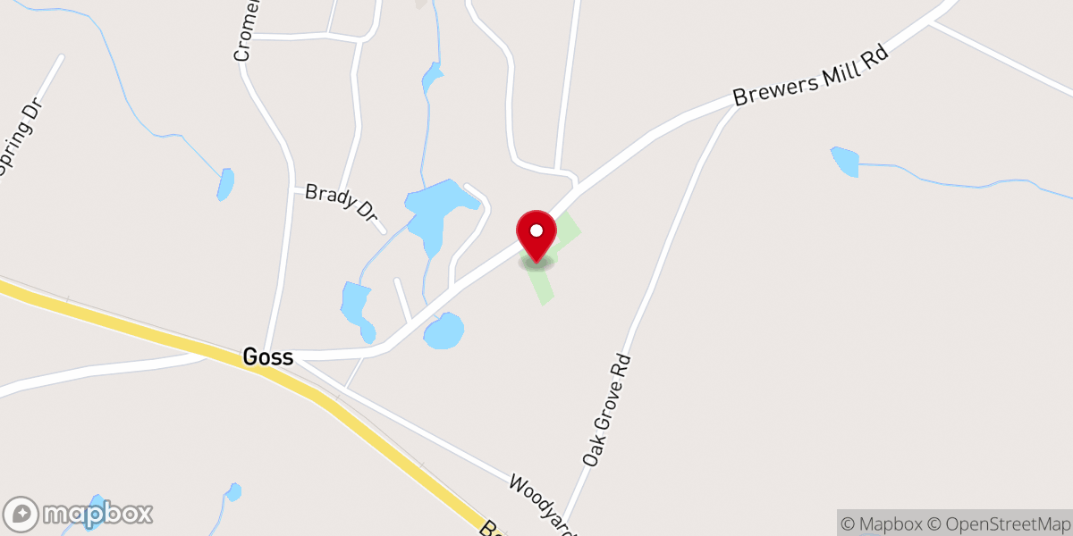 Map showing location of Oak Grove Baptist Church