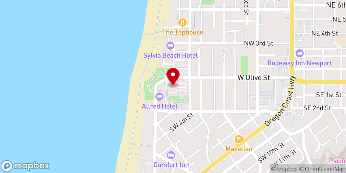 Map showing location of Oregon Coast Council for the Arts (OCCA)