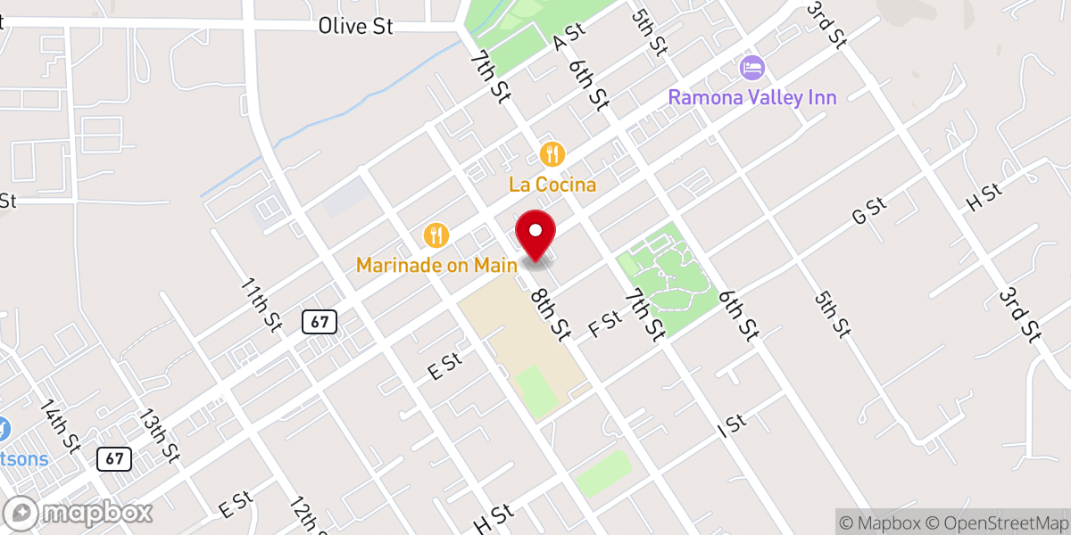 Map showing location of First Congregational Church of Ramona