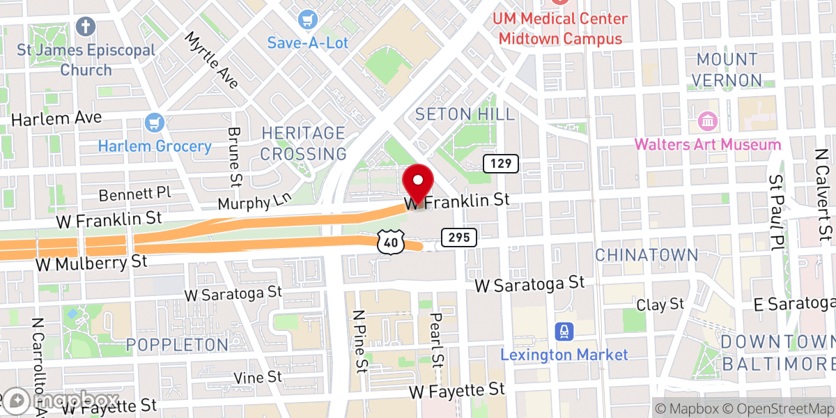 Map showing location of Pennsylvania Ave AME Zion Church